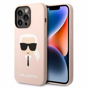 Karl Lagerfeld KLHMP14XSLKHLP iPhone 14 Pro Max 6.7" жёсткий чехол светло-розовый/светло-розовый Silicone Karl`s Head MagSafe