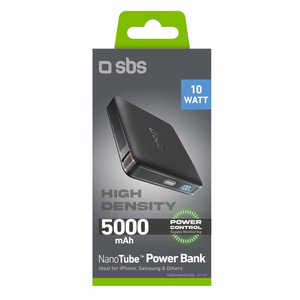SBS HD 10W 5000mAh USB-C Akupank koos LCD Ekraan - must