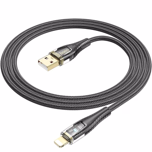 Cable USB A to Lightning Hoco 2,4A 1,2 m U121 black transparent