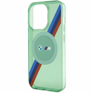 BMW M Tricolor Stripes MagSafe ümbris jaoks iPhone 15 Pro - roheline