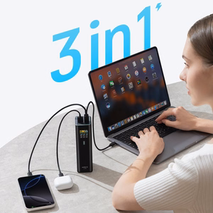 Cuktech PB200U akupank 20 000 mAh, 210 W, 2 USB-C- ja USB-A-pesaga, TFT-ekraani ja 240 W USB-C-kaabliga – must