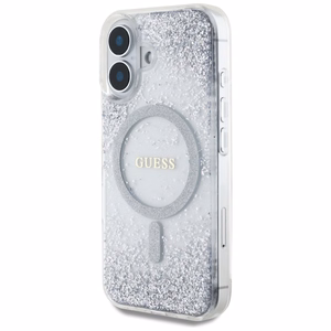 Guess HC Resin Bottom Glitter MagSafe ümbris jaoks iPhone 16 - hõbedane