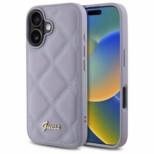 Guess Quilted Metal Logo ümbris jaoks iPhone 16 - light lilla