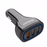 Autolaadija Dudao "R7S" QC3.0 Quick Charge 18W Must (Ports: 3xUSB)