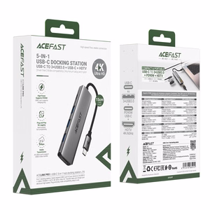 Acefast J16 USB jaotur USB-C 5-in-1 HDMI 4K 60Hz PD90W dokkimisjaam - hall