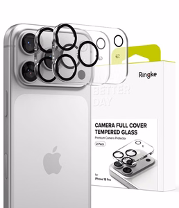 Ringke Camera Full Cover kaamerakaitseklaas, 2 tk komplekt iPhone 18 Pro jaoks, must