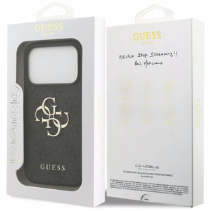 Guess PU 4G Metal Logo ümbris Apple iPhone 18 Pro telefonile, hall
