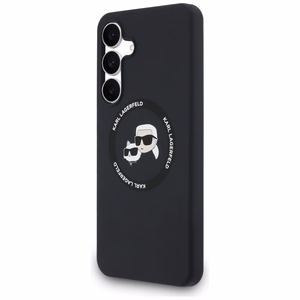 Karl Lagerfeld Silicone Karl & Choupette Heads MagSafe Ümbris jaoks Samsung Galaxy S25 FE - must