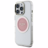 Guess IML Metal Colored Circle Classic Logo MagSafe iPhone 16 Pro Ümbris - Roosa