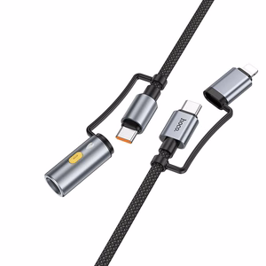 Kaabel All-in-one USB C / Lightning to USB C / Auto suitsetaja pesa Hoco PD 3A 60W 1,2 m U138 hall