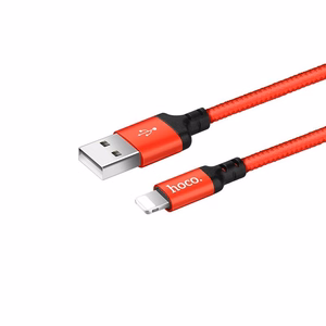 Кабель USB A to Lightning Hoco 1 м 4 чёрно-красный