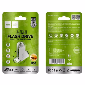 Pendrive 32GB USB 3.0 (USB A + USB C) Hoco UD8 nickel