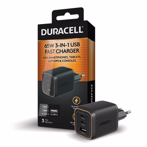 Duracell võrgulaadija (DRACUSB25-EU) – 65 W, must