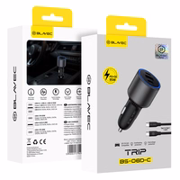 Blavec Autolaadija BS-06D-C Trip - USB + 2xType C - QC 3.0 18W PD 65W koos Type C to Type C (CCBS06DCQ-U2CB) must