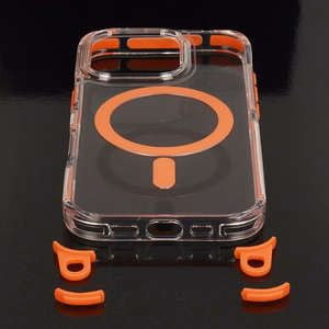 Tel Protect Strap Clear Ümbris jaoks Iphone 15 Pro Max oranž