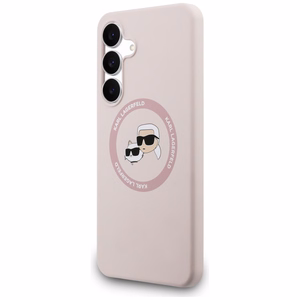Karl Lagerfeld Silicone Karl & Choupette Heads MagSafe Ümbris jaoks Samsung Galaxy S25 FE - roosa