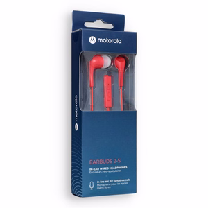 Проводные наушники jack с микрофоном 3,5mm MOTOROLA Ear Buds 2-s красные