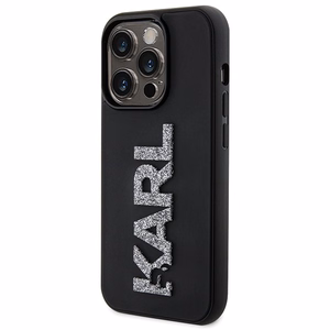 KARL LAGERFELD ümbris jaoks IPHONE 15 Pro KLHCP15L3DMBKCK (3D Logo Glitter) must