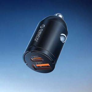 Orico MiniRing 30W USB-A + USB-C autolaadija - must