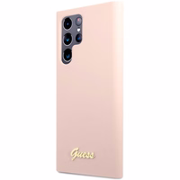 Guess GUHCS23LLSLMGPP S23 Ultra S918 roosa/roosa hardcase Silicone Script Metal Logo
