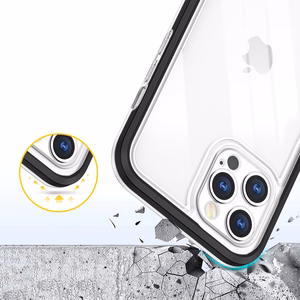 Läbipaistev 3in1 ümbris iPhone 12 Pro raamile geeliga must kattekate