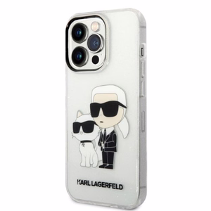 Karl Lagerfeld Glitter Karl&Choupette ümbris iPhone 14 Pro jaoks – läbipaistev