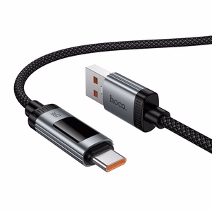 Кабель для передачи данных с цифровым дисплеем USB A to USB C Hoco PD 6A 100W 1,2 m U148 черный