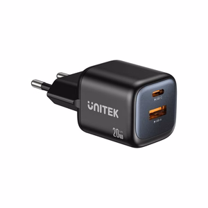 Unitek GaN võrgulaadija USB-A ja USB-C 20W must