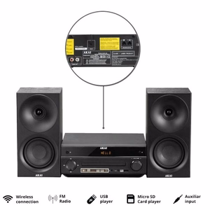 AKAI AM-301B – mikro-Hi-Fi süsteem, 40 W (2 × 20 W), CD/MP3, Bluetooth, USB, FM, AUX, must
