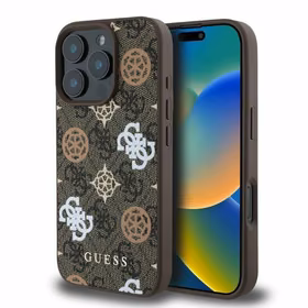 GUESS ümbris jaoks IPHONE 16 Pro compatible with MagSafe GUHMP16LP4PWPW (PU Peony jaoks 4G Background) brown