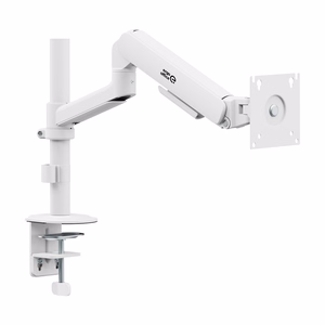 Ergo Office ER-691 W – gas-spring monitor arm for 17–32-inch screens, 1–10 kg, VESA up to 100×100, matte white