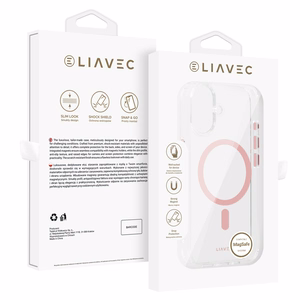 Liavec Glossy Magsafe Clear Ümbris do Iphone 16 różowy
