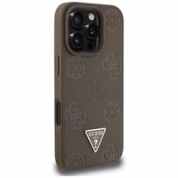 Guess Grained Hot Stamp Peony Triangle Logo MagSafe iPhone 16 Pro Max Ümbris - Brown