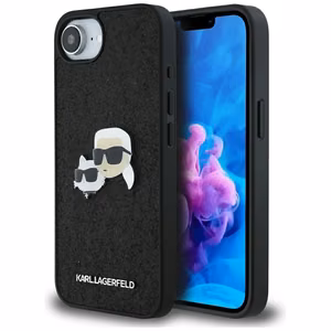 Karl Lagerfeld Fixed Glitter Karl&Choupette Heads Metal Pin iPhone 16e Ümbris - Must