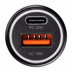 Car charger  Blue Star (1xUSB; 1xUSB-C; QC 3.0; 25W) black
