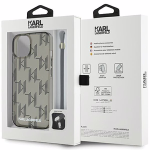 Karl Lagerfeld IML Mono KL Pattern & Cord ümbris jaoks iPhone 15 / 14 / 13 - must