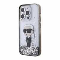 Karl Lagerfeld Liquid Glitter Ikonik ümbris jaoks iPhone 15 Pro - läbipaistev
