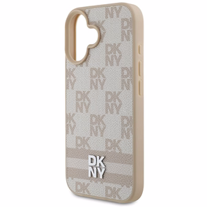 DKNY Checkered Pattern & Printed Stripes iPhone 16 Ümbris - Roosa
