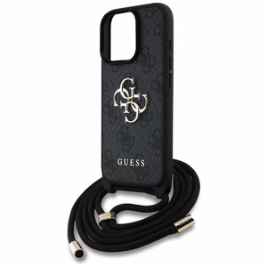 Чехол Guess для iPhone 16 Pro Max GUHCP16XP4GMGCRK (CBDY PU 4G Big Logo W/Cord Strap) чёрный