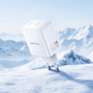 Borofone Wall Laadija BN31 Cargador GaN - 2xType C - QC 3.0 PD 45W valge