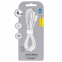 Blavec Kaabel Candy braided - USB to Lightning - 2,4A 3 metres Apple CarPlay (CCA-UL24W30) valge