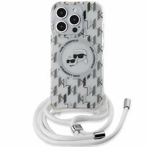 Чехол Karl Lagerfeld IML Crossbody Monogram Karl & Choupette Head MagSafe для iPhone 15 Pro Max - прозрачный