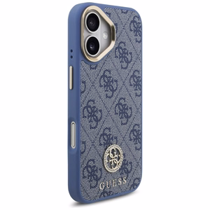 Guess 4G Strass Logo & Big Strap Metal Buttons MagSafe Ümbris jaoks iPhone 17 - Sinine