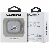 Karl Lagerfeld Monogram Karl & Choupette Head ümbris jaoks AirPods 4 - hõbedane