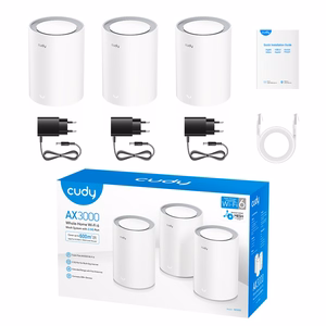 Cudy AX3000 Wi-Fi 6 Mesh 2.5G kaheribaline lahendus (2,4/5 GHz), Wi-Fi 6 (802.11ax), valge, siseantenn