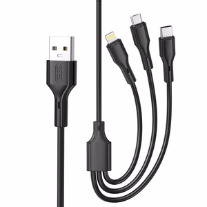 XO kaabel NB230 3w1 USB - Lightning + USB-C + microUSB 1,0m 2,4A must
