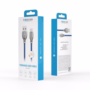 Forever Tornado kaabel USB - USB-C 1,0 m 3A tumesinine