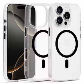 Glossy Magsafe Läbipaistev Ümbris do Iphone 16 Pro Max must