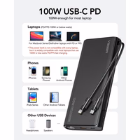 Powerbank Veger TCE130 (W2503) PD 130W 25000 mAh with built-in Type C cables / Lightning must