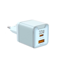 JELLICO seinalaadija EU55 GaN PD 33W 1xUSB-C + 1xUSB QC3.0 Sinine